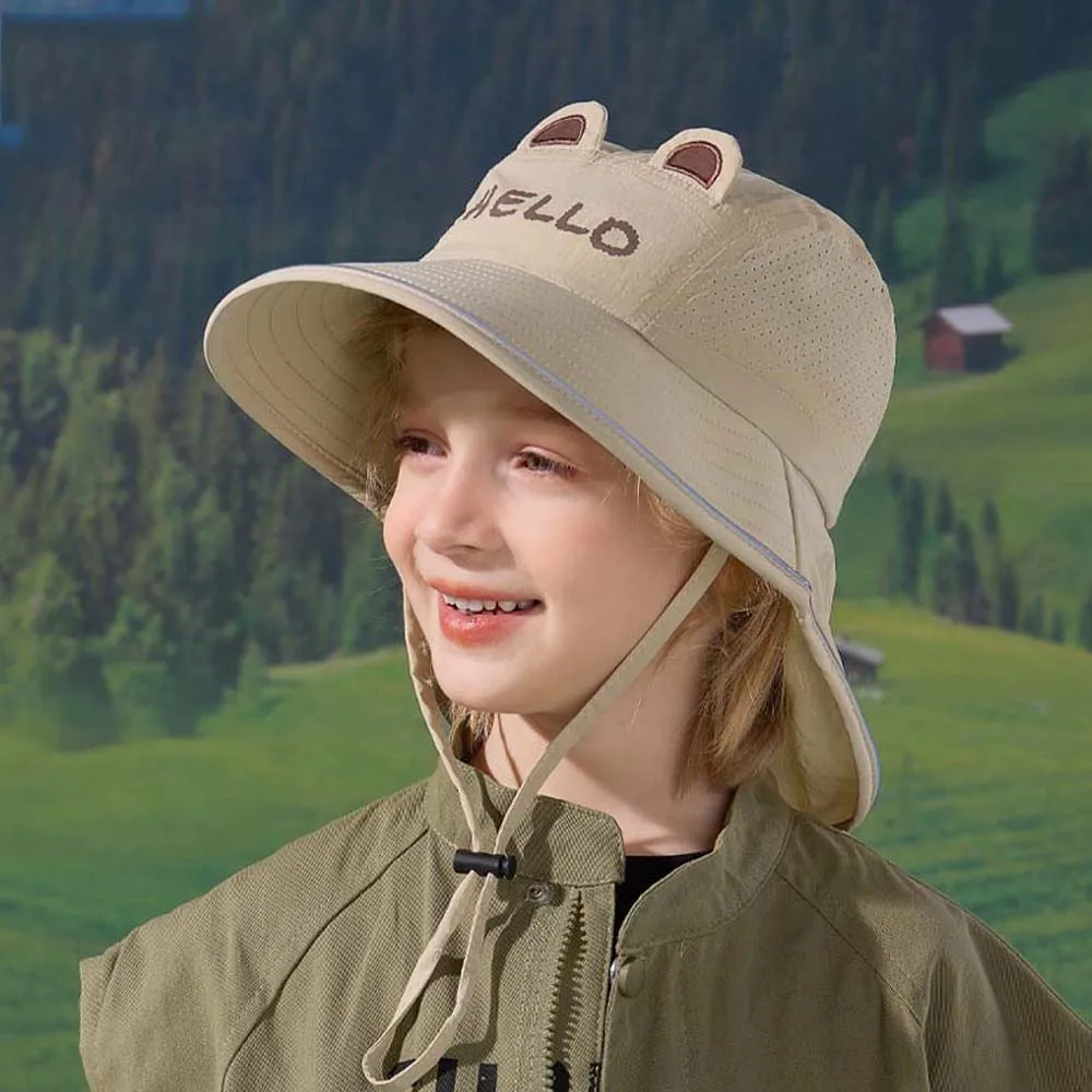

Breathable Capybara Fisherman Hat Anti-Splash Water Windproof Rope Kids Sunshade Hat Wide-Brimmed Adjustable