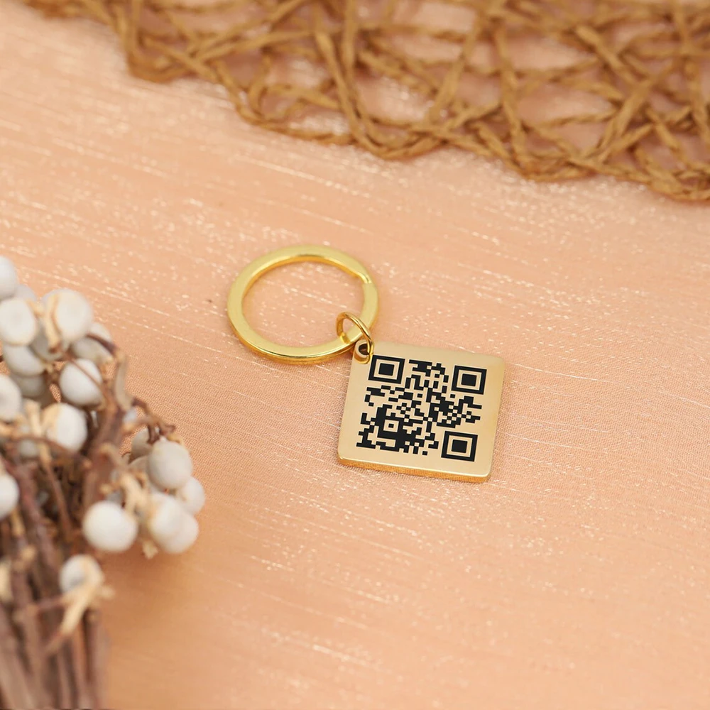 26 MM QR Code Keychain Metal Personalised Engraved Keychain Custom Keychain Couples Gift Scan QR code Friendship Keychain