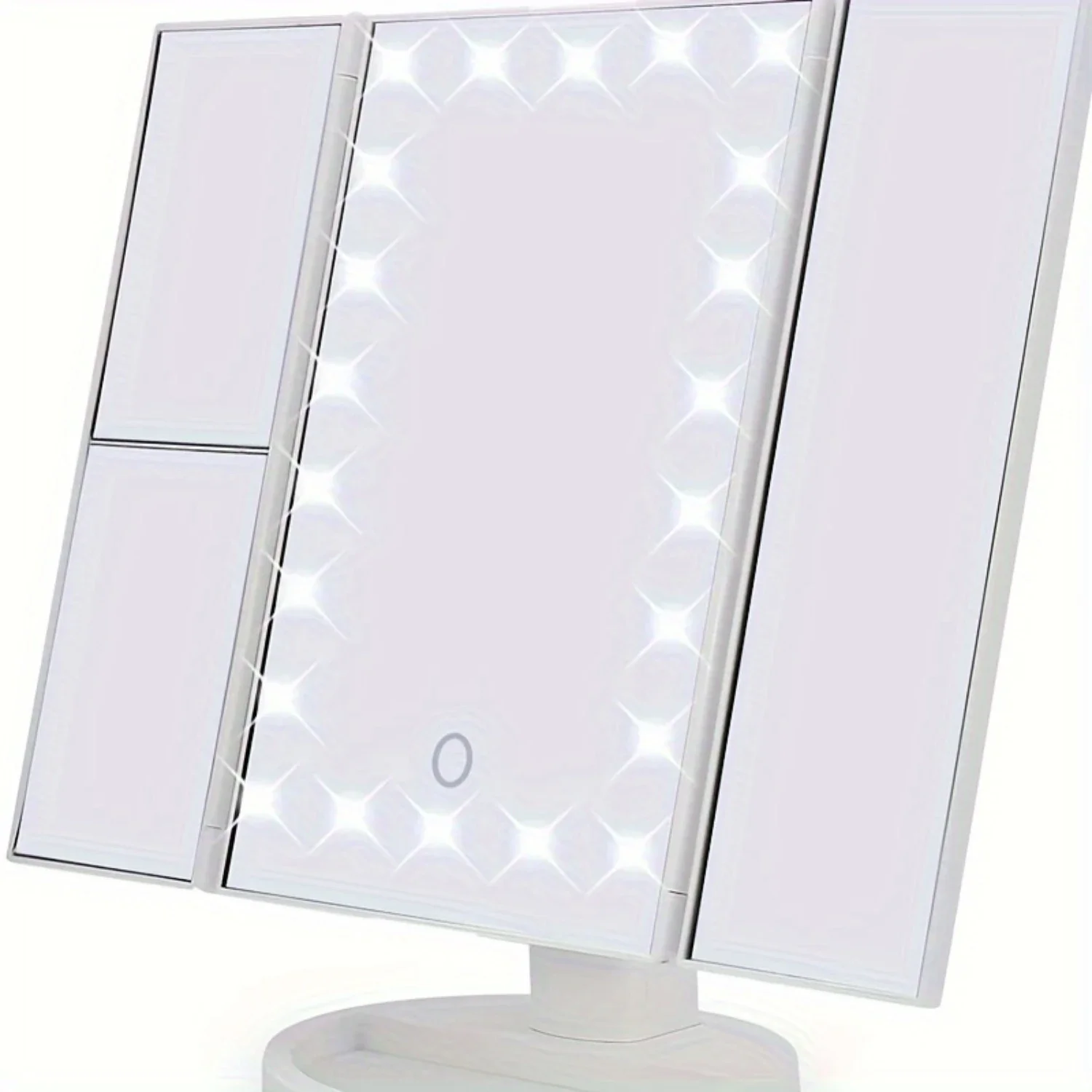 Trifold LED Makeup Mirror with Magnifying Mirror, Control and Power Switch, 1pc Desktop Vanity Beauty Mirror