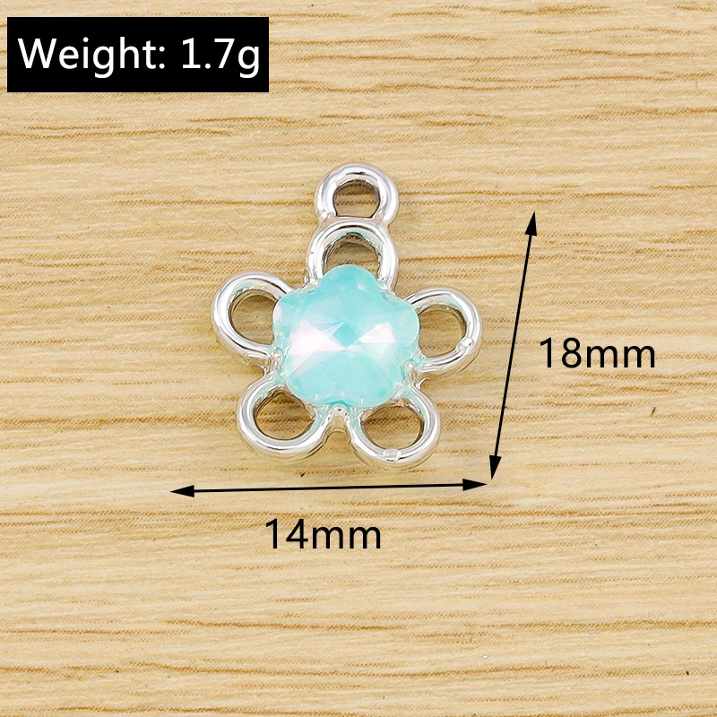 10 Stück Elegante Kristall-Metall-Blumen-Anhänger für die Herstellung von Ohrhängern, Halsketten, Armbändern, DIY-Bastelarbeiten und Schmuckzubehör – Detail 7