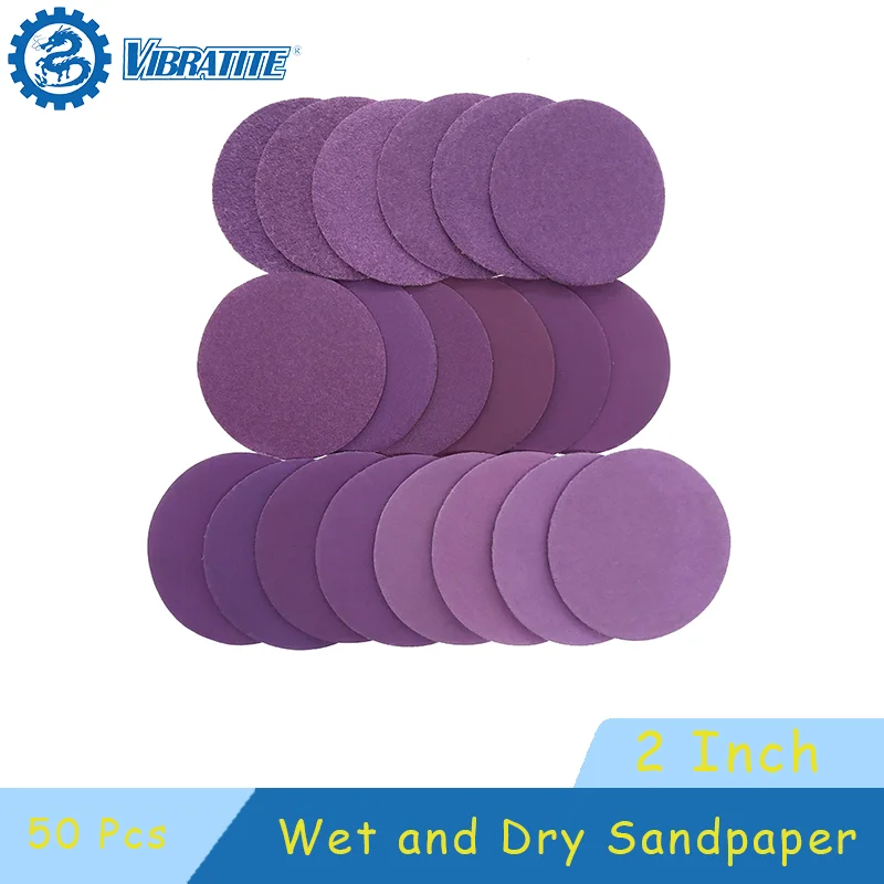 

2-дюймовый шлифовальный диск для влажной и сухой шлифовки, 50 шт., наждачная бумага с зернистостью 60-10000, петля с крючком, наждачная бумага из оксида алюминия для вращающихся инструментов