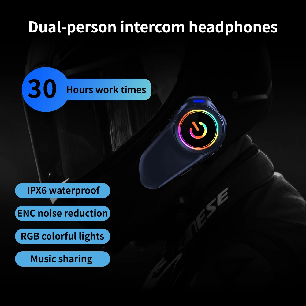 

Kebidumei G1 гарнитура для шлема, мотоциклетный домофон, водонепроницаемый Bluetooth, шумоподавление, совместное использование музыки, голофон с окружающим освещением