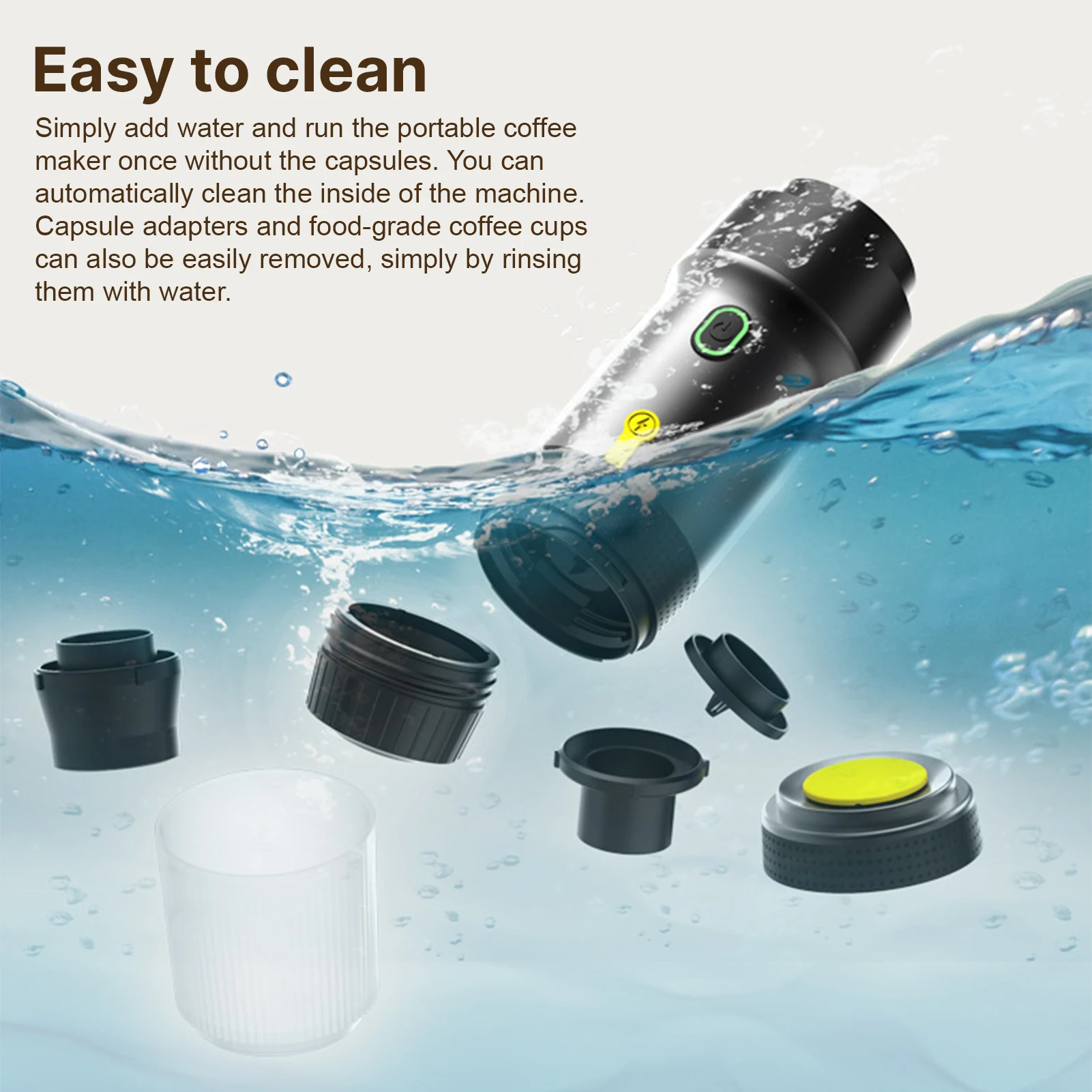 Портативная кофемашина для автомобиля, дома, путешествий, 3 в 1, беспроводная электрическая кофеварка, работающая с капсулой и молотым кофе, мини