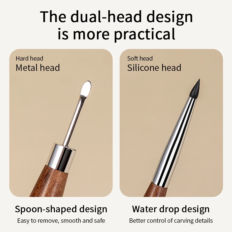 Rswail 1/2 pçs de madeira dupla cabeça escova da arte do prego silicone escultura caneta suprimentos do prego escultura flor pintura caneta para ferramenta da arte do prego