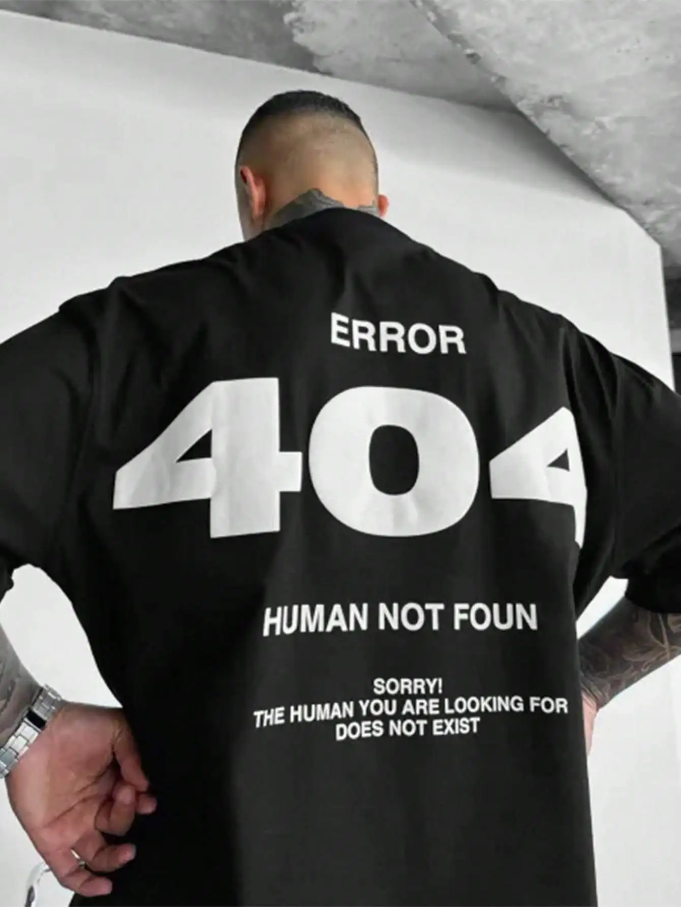 Men's Y2K Vintage ERROR 404 HUMAN NOT FOUND Meme Funny Letter Print T Shirt Summer Oversize Tee Women Streetwear Shirt O-Neck