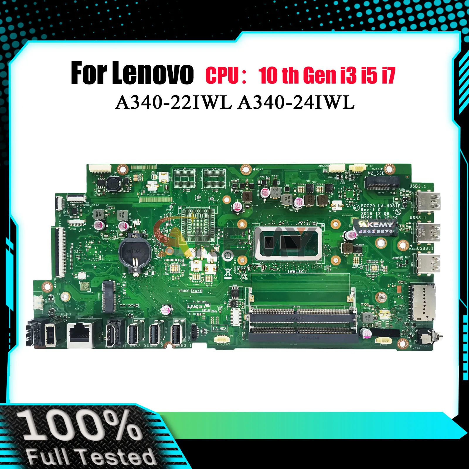 

Материнская плата LA-H031P для Lenovo A340-22IWL 24IWL с i3 i5 8-го 10-го поколения, 100% полностью протестирована