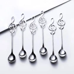 6Pcs Coffee Spoon 304 Stainless Steel Music Note Spoon Music Bar Ice Bar Creative Gift Stirring Spoon Tableware Accessories