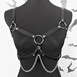 Women Fashion Chain Belt Leather Waist Belt Chest Harness Belt Corset Bondage Lingerie Punk Gothic Waistband Clothing Accessorie