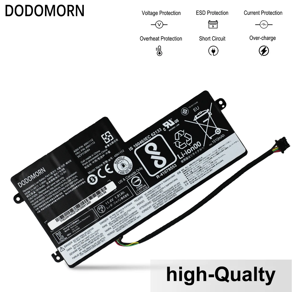 DODOMORN Laptop Battery For Lenovo ThinkPad T440 T440S T450 T450S X240 X250 X260 X270 45N1110 45N1111 45N1112 11.4V 24WH 2.06Ah