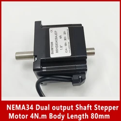 NEMA34 Dual output Shaft Stepper Motor 4N.m 4 wires Body Length 80mm CE ROHS Nema 34 Stepper Motor