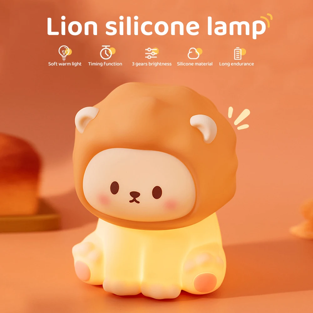 Cute Red Panda Night Light For Kids Warm Color Sleep Nightlight For Baby Nursery Rechargeable 2 Level Dimmable Tap Light