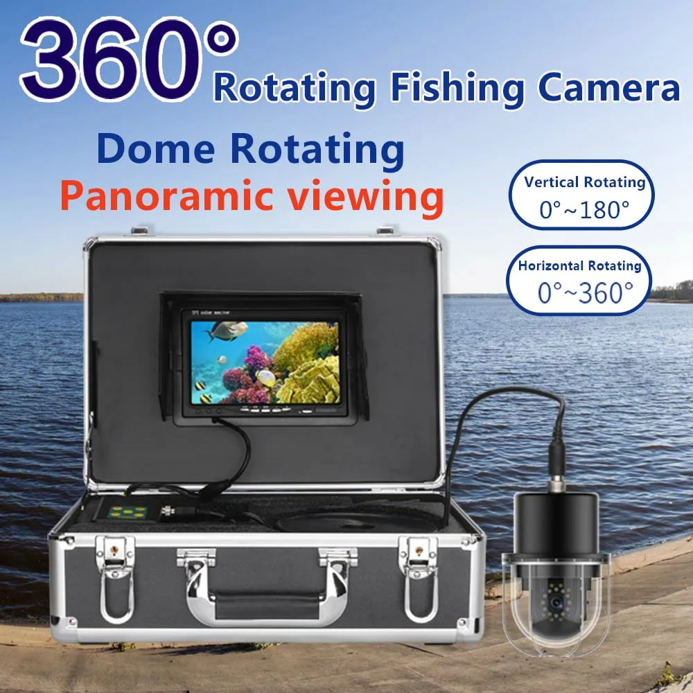 7Inch 20m-100m 360 Degree Rotating Dome Panoramic Underwater Fishing Video Camera Fish Finder With 20 LEDs For Ice Fishing