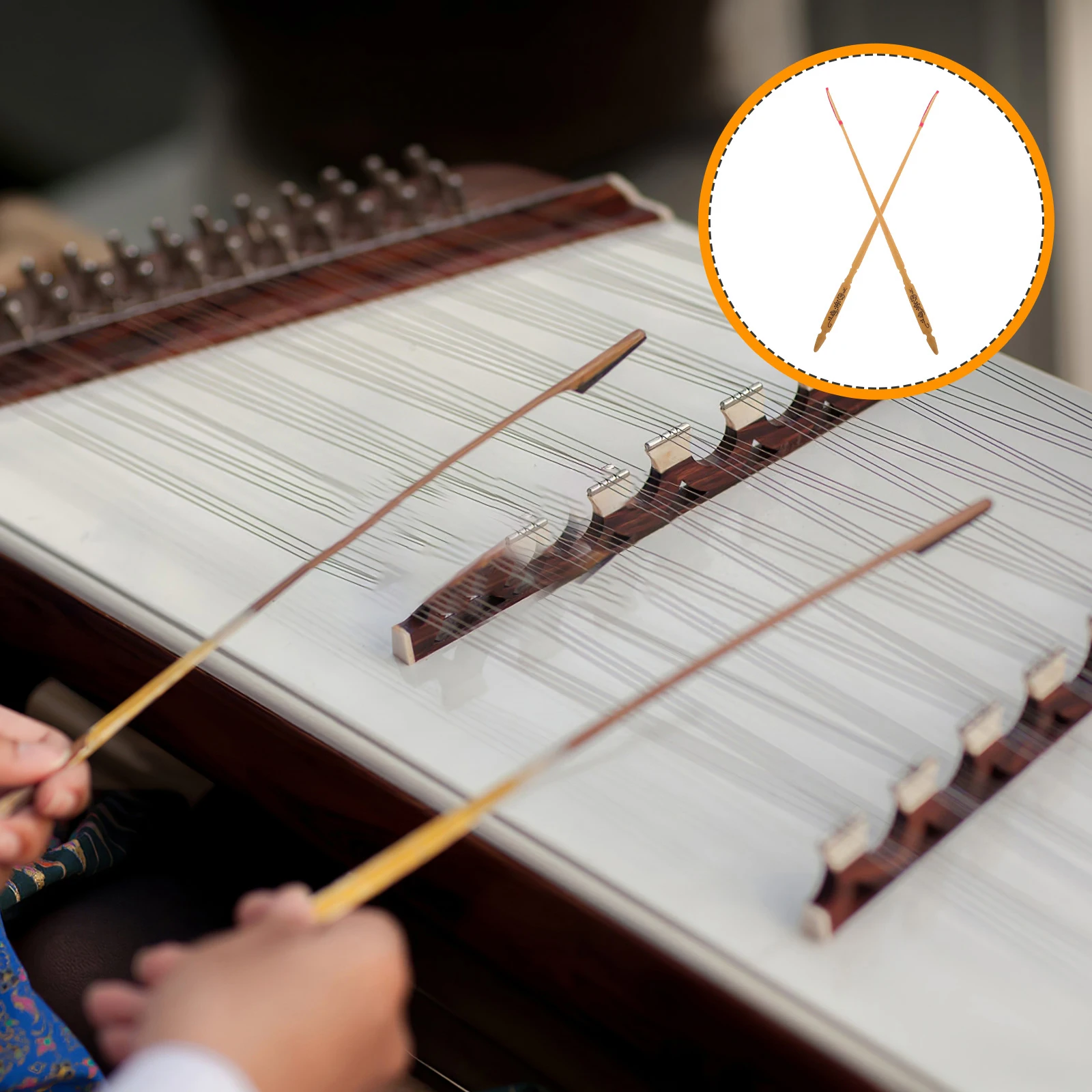 

2pcs Yangqin Sticks Durable Bamboo Grape Pattern Performance Practice Chinese Dulcimer Hammer Musical Accessory String