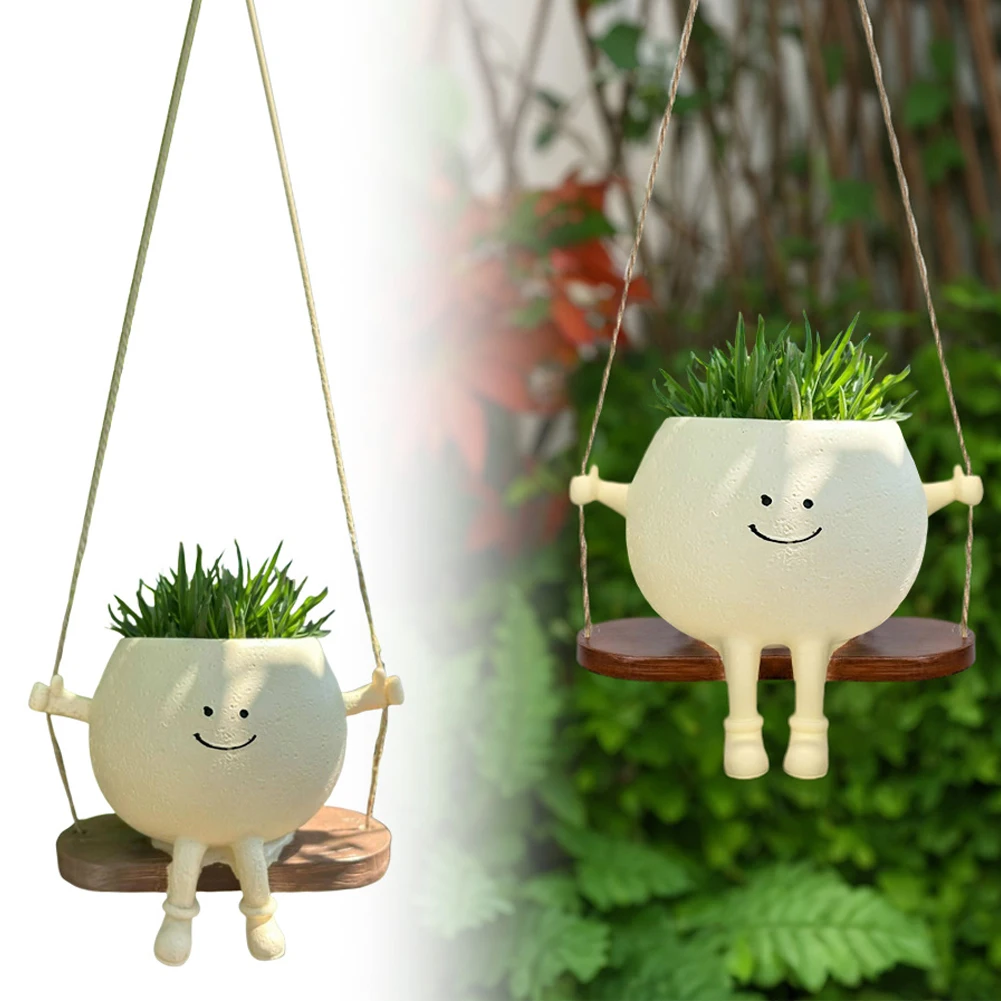 Creative Rocking Chair/Swing Face Planter Pot Succulent Planter Garden Pots Home Garden Supplies for Indoor Outdoor Plants