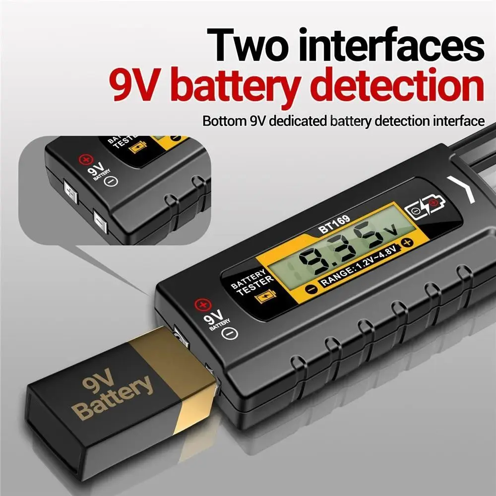 Digital Display Battery Detector Durable Safe Volt Test Checker Accurate ABS Plastic Battery Analyzer Power Diagnostic Tool