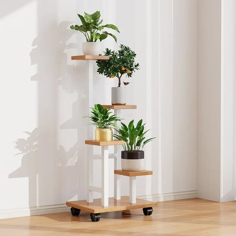 

Mobile Iron Plant Stand Multi-Tier Floor Shelf for Balcony Living Room Succulent Display