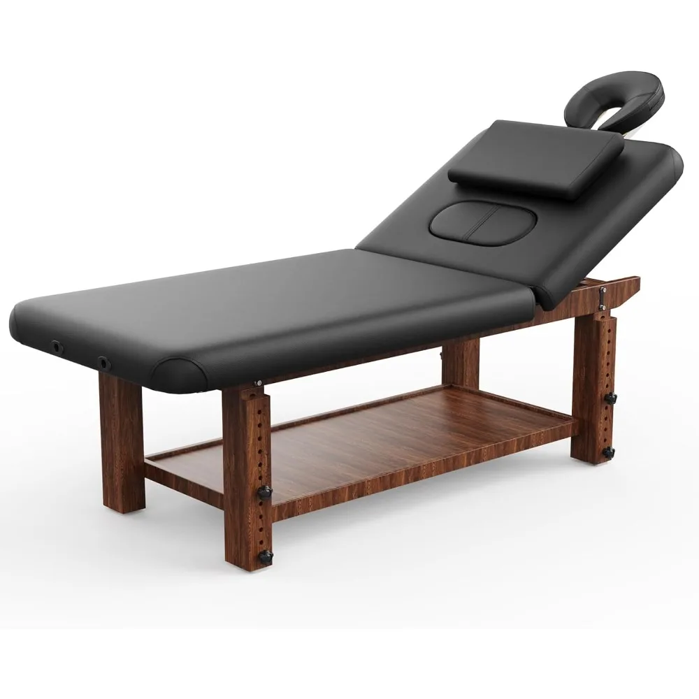 

700LBS Wood Heavy Duty Stationary Massage Bed,31.5'' W 75'' L Wide Stationary Massage Table Adjustable Backrest