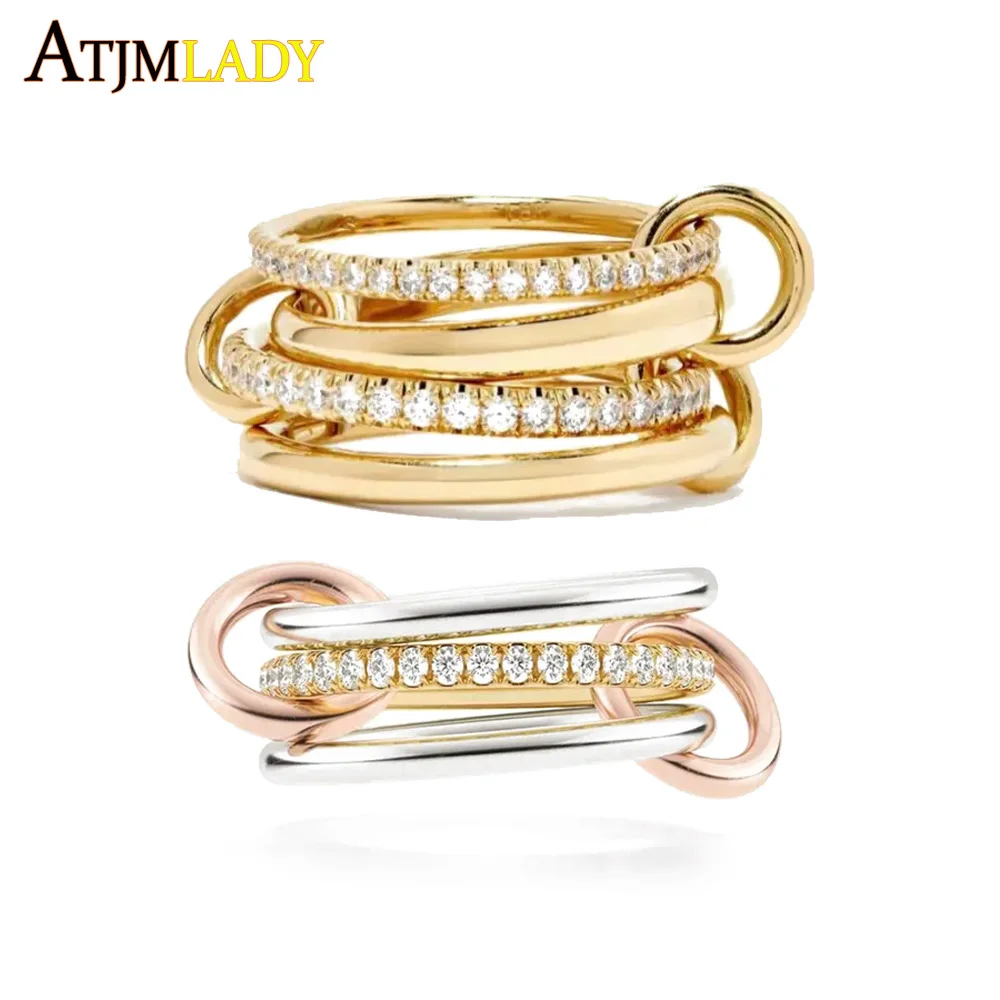 2025 New Fashion Mix Color Multi Pieces Stacking Engagement Band Rings Women Plain Micro Paved 5A CZ Stack Full Finger Jewelry