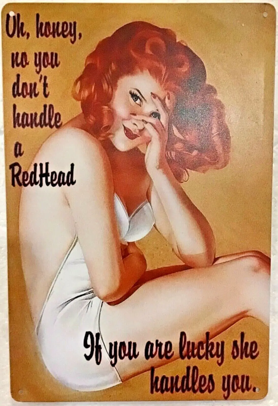 Tin Sign redhead funny girl female wife girlfriend she shed girl cave Garage & Home Cafe Bar Club Wall Decoration Plaque Sig