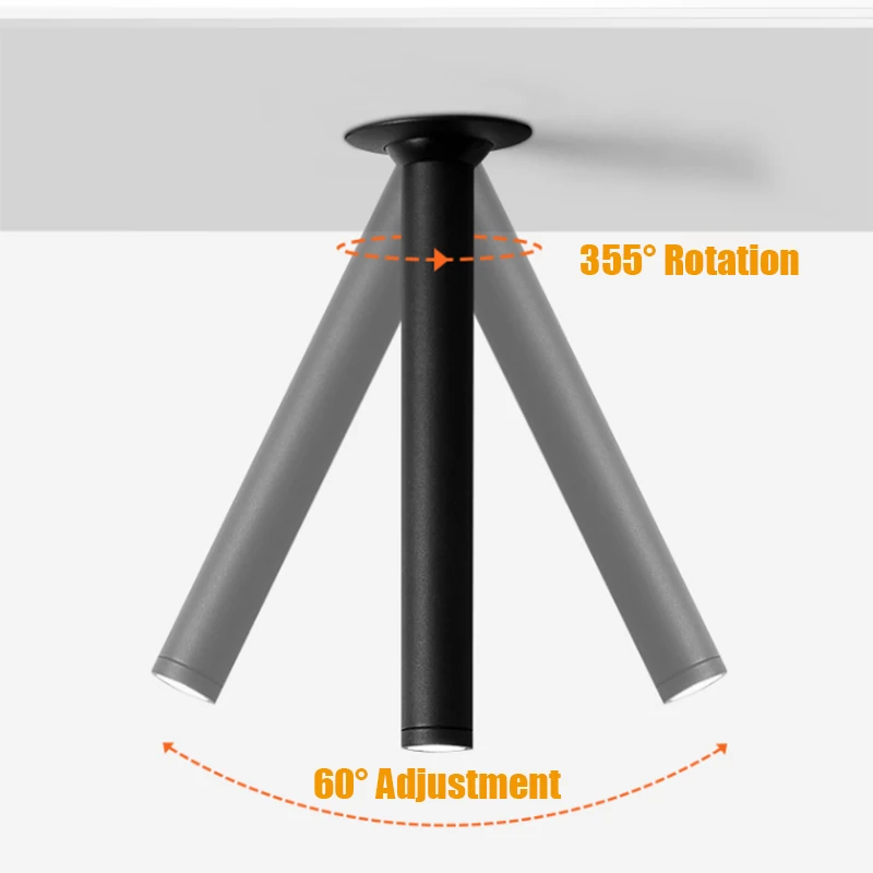 Dimmable Long Tube Ceiling Light Recessed LED Spotlight 7W 12W Rotating COB Downlight For Kitchen Bedroom TV Background Lighting