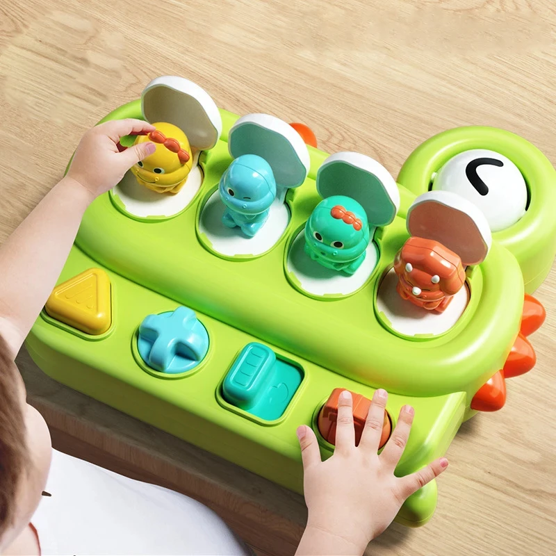 Baby Pop Up Toy Montessori Fine Motor Skill Training Press Pull Click Animal Switch Button Educational Toys For 13 24 Month Kids