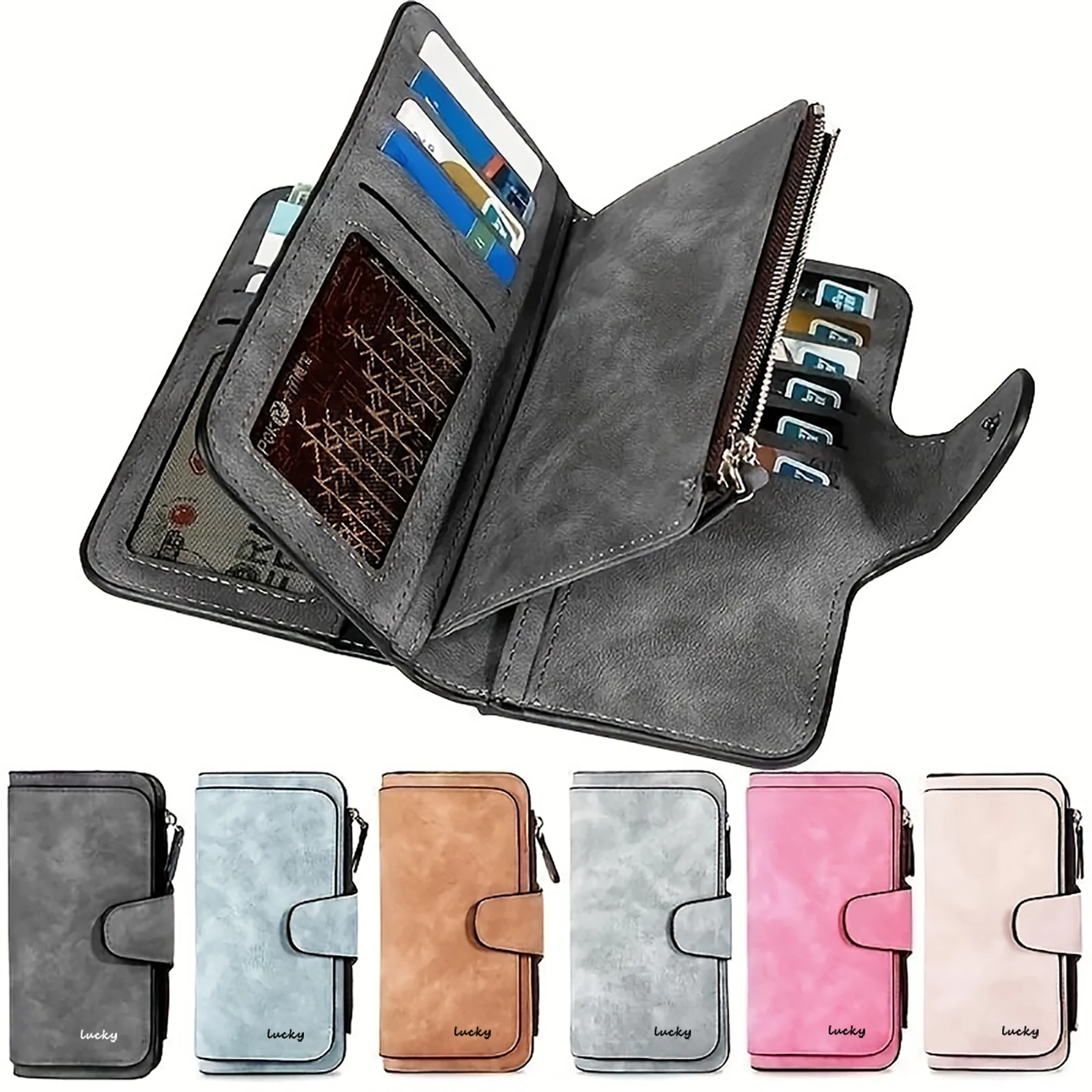 Large Capacity, Compact and Compact Wallet with 20 Card Slots, Vintage Leather Long Wallet with Banknote Slots, Foldable Credit