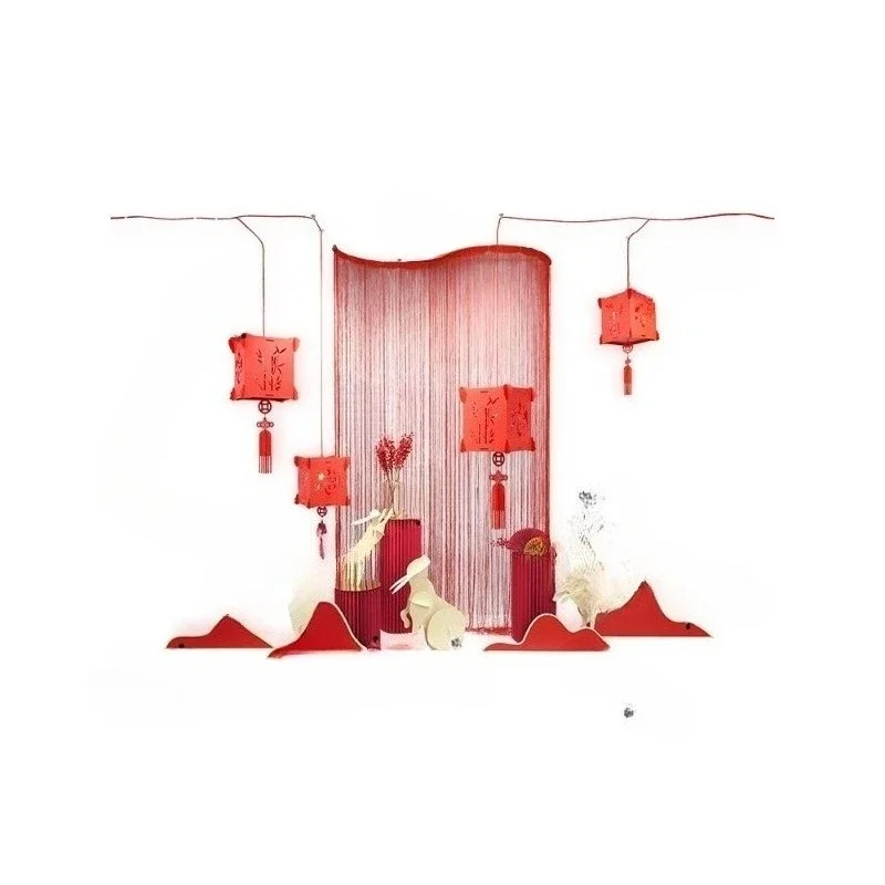 Dragon Boat Festival, Mid-Autumn Festival, National Day red lantern decoration, window scene arrangement clothing store,