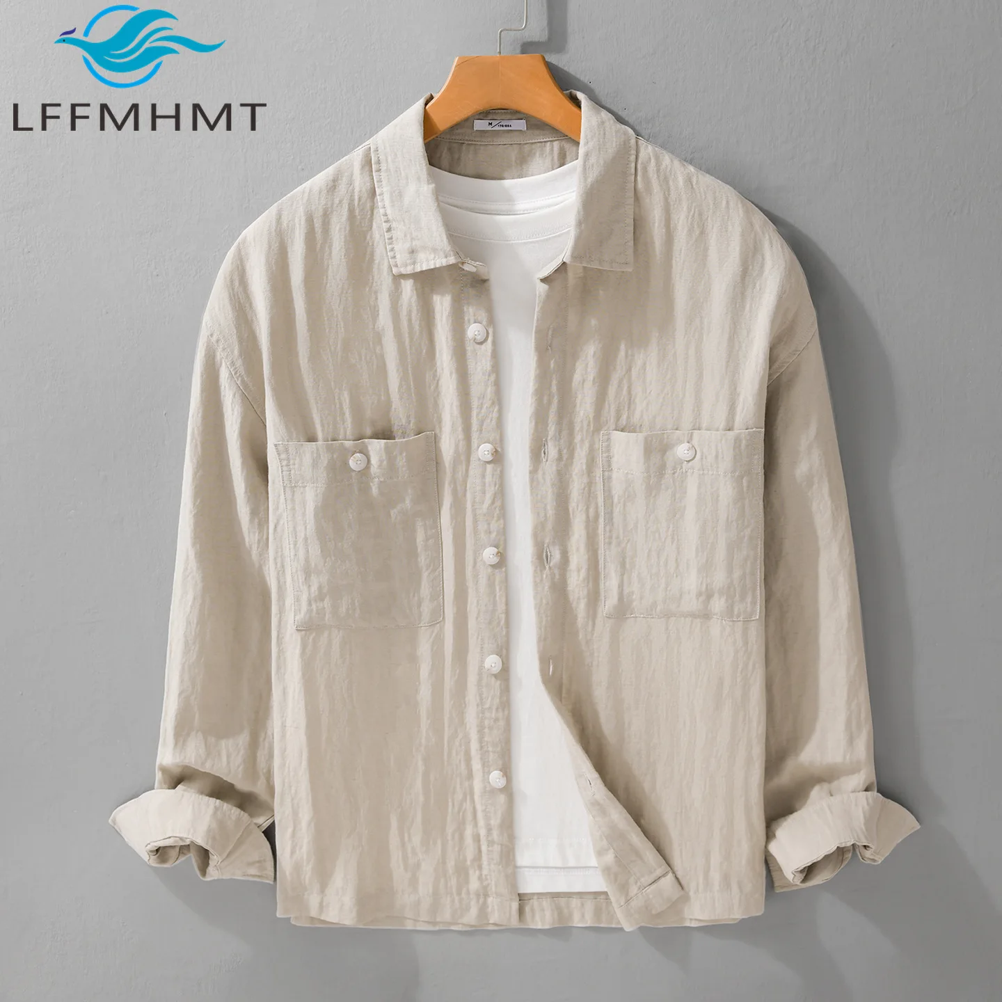 Men's Casual Linen Blended Shirt Summer Fashion Cool Breathable Hawaii Beach Holiday Long Sleeve Simple Basic Relax Blouse Tops
