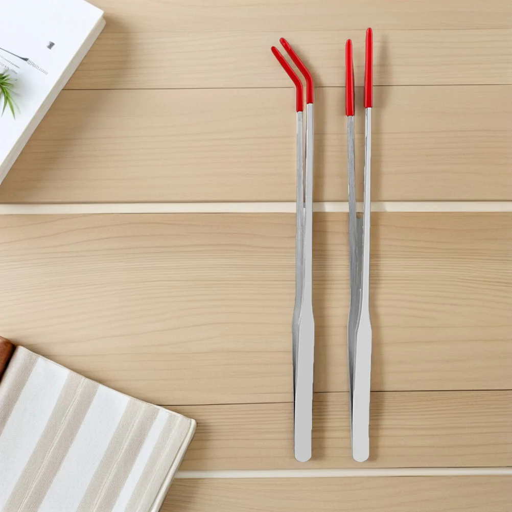 

2Pcs Stainless Steel Pet Feeding Tongs Straight Curved Tips for Reptile Lizard Snake Aquarium Plants Tweezers Fish Tank Tweezers