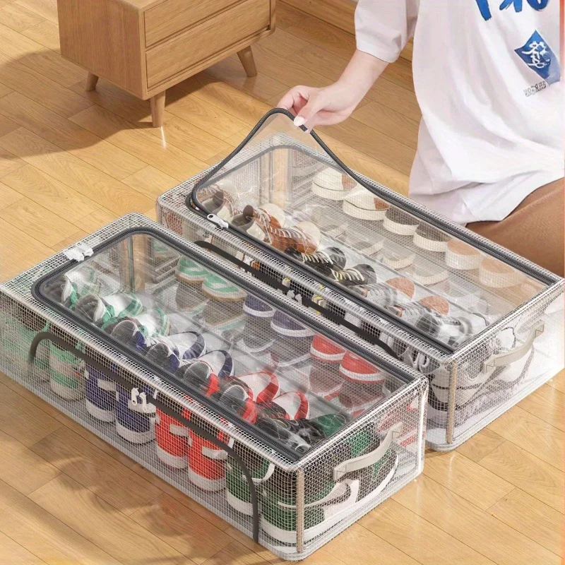 One Clear Shoe Storage Box - Collapsible And Space-Efficient Organizers with See-Through Lids , Suitable for Shoe Rack Stacking