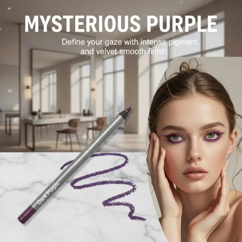 Deep Purple Gel Eyeliner Pencil With Smooth Formula Long Lasting Waterproof For Precise Eye Outlining