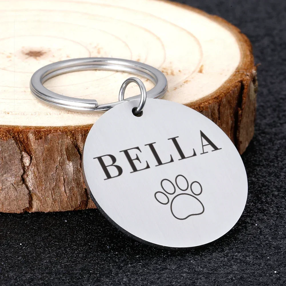 Custom Name Anti-lost IDTag Engraved Record Tel Address Cat Puppy Personalized Paw Print Medal Pendant Dog Pet Collar Accessory