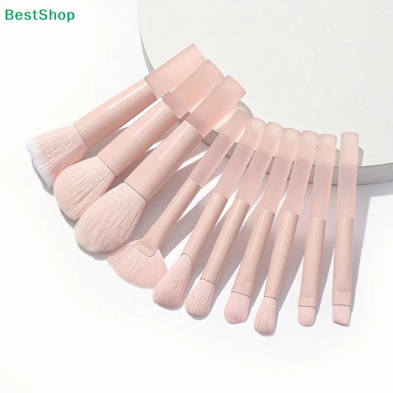♬ 10-teiliges Make-up-Pinsel-Set mit rosa Griffen, synthetische Pinsel für Foundation, Puder, Lidschatten, Mini-Make-up-Pinsel-Set