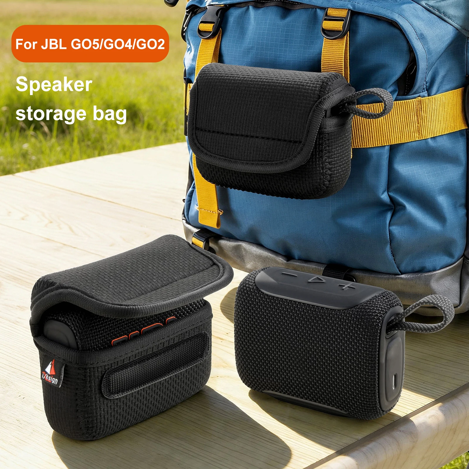 

For JBL GO5/GO4/GO2 Embossed Diving Protective Sleeve Reusable Portable Waist Bag Solid Color Casual Container for Travel Work