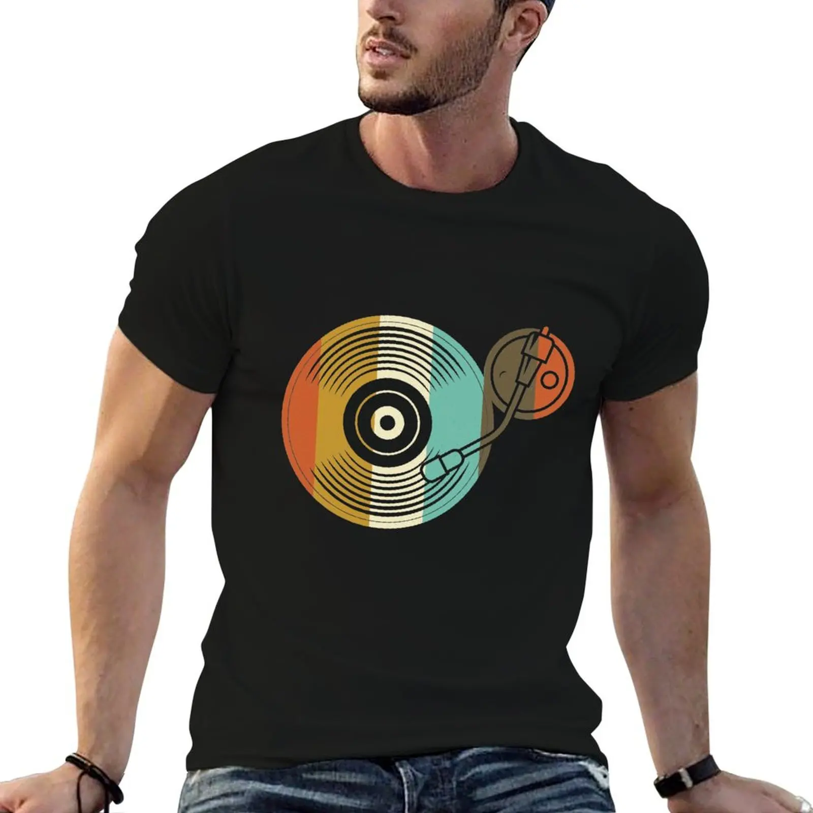 Record T-Shirt t luxury heavy cotton shirt DJ t Record man Retro shirt Vintage Player - - Vinyl man