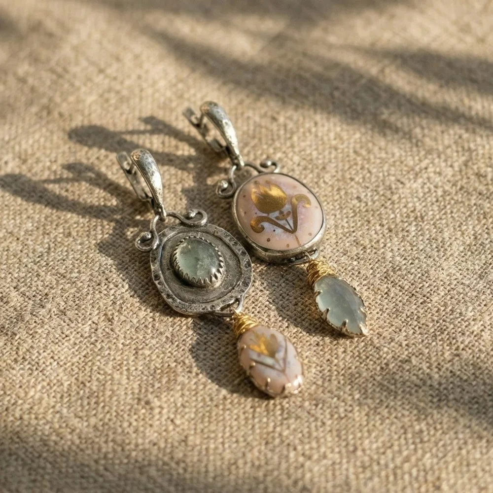 Fashion Elegant Dangle Earrings Alloy Vintage Oval Floral Earrings Hyperbole Style Retro Bohemian Earrings Women