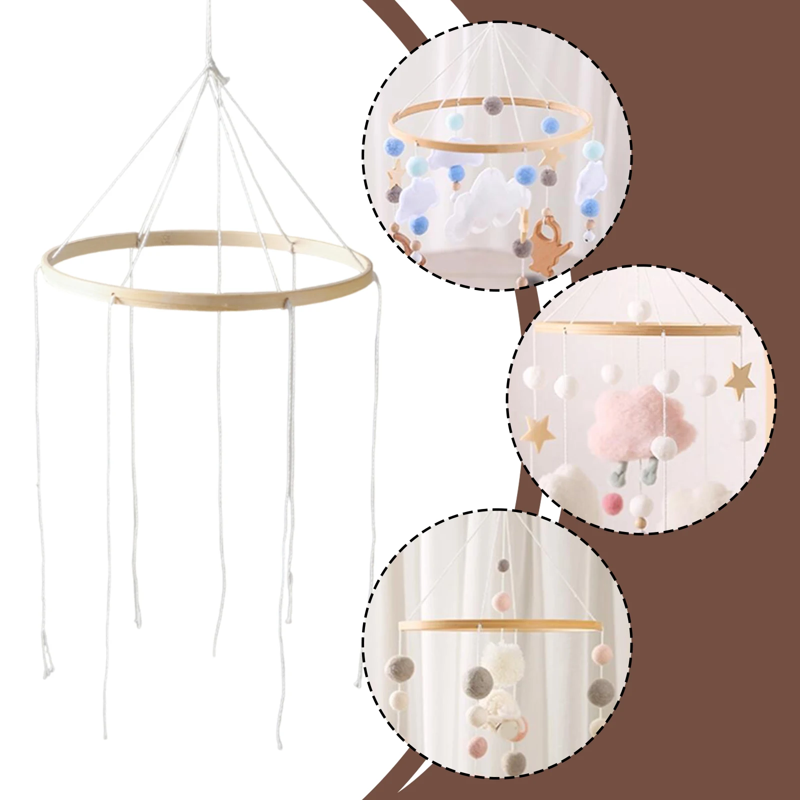 Bamboo Mobile Frame Hanging Crib Bell Stand Baby Room Decoration for DIY Plush Toys and Ornaments - view 6