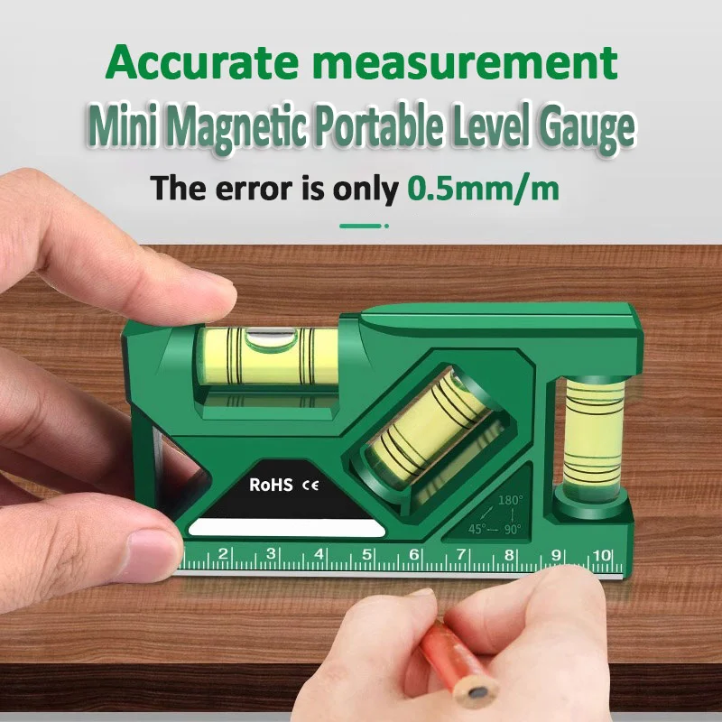 휴대용 미니 마그네틱 수평 수직 포켓 레벨 게이지, 미니 각도기 레벨러 측정 도구 