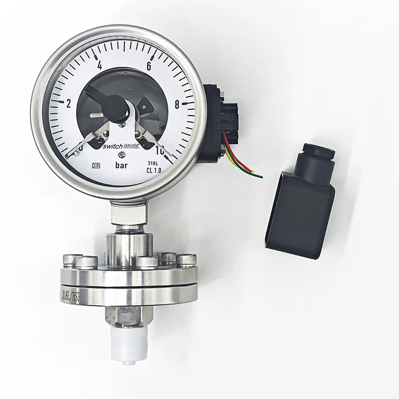 Precision Stainless Steel Diaphragm Pressure Gauge Electric Contact Gauge for Industrial Use