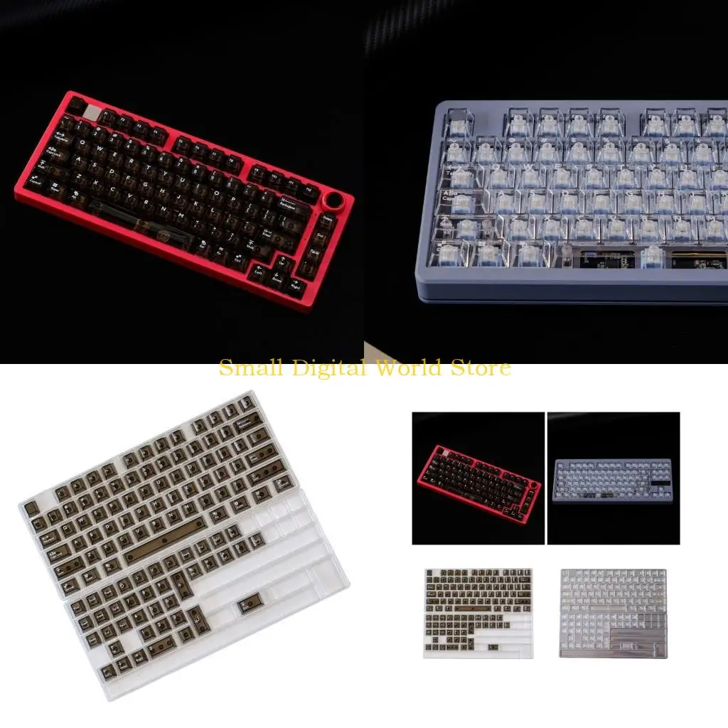 

77UB 114 клавиш, прозрачные колпачки для ПК, набор оригинальных колпачков по высоте для механических клавиатур 61, 98, 104,
