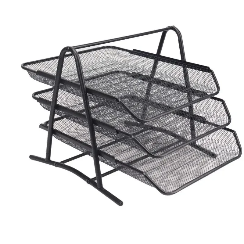 New File Tray Desktop Organizer Anti-Rust 3-4 Layers Metal Wide Entry Desk File Document Letter Organizer Tray Storage Rack