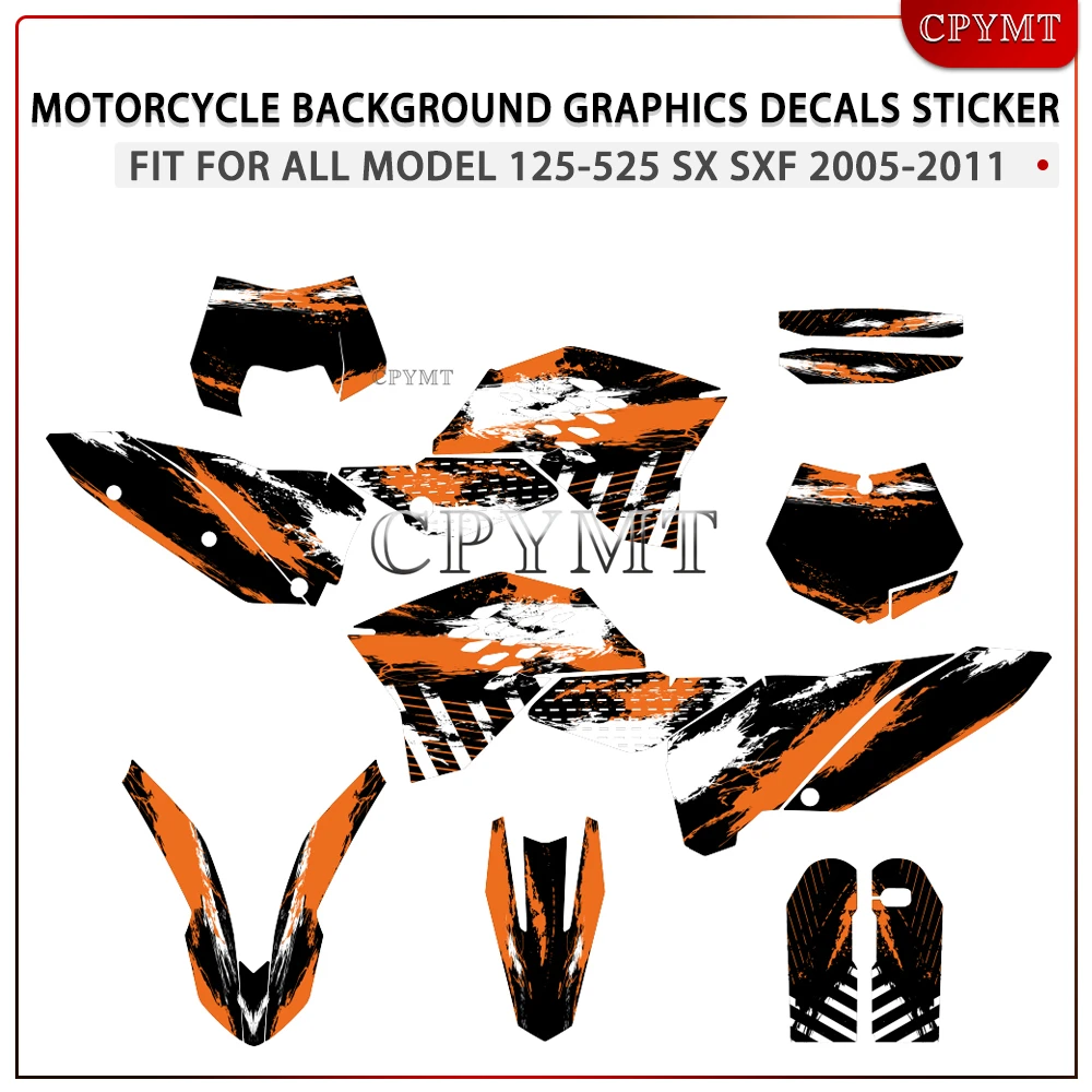 

Motorcycle Graphic Background Decals Sticker KIT Fit for all models 125-525 SX SXF EXC XC 2005-2011 2006 2007 2008 2009 2010
