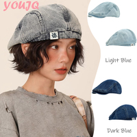 Retro Peaked Cap for Men Designer Beret Streeetwear Short Brim Flip Washed Cotton Hat Casual Newsboy Hats Jeans Amekaji Wear
