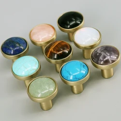 Gold European Door Knobs and Handles for Kitchen Cabinet Zinc Alloy Furniture Handles Natural Stone Drawer Pulls