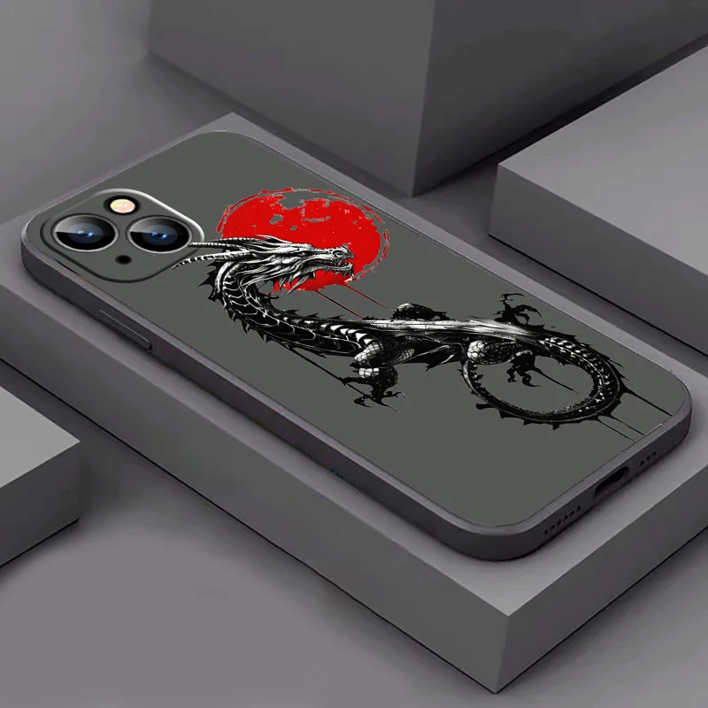 Coque de téléphone en silicone liquide pour iPhone, dragon divin chinois, coque arrière pour iPhone 15 14 7 8 Plus 13 12 11 Pro XS Poly XS Max 13 12 Mini