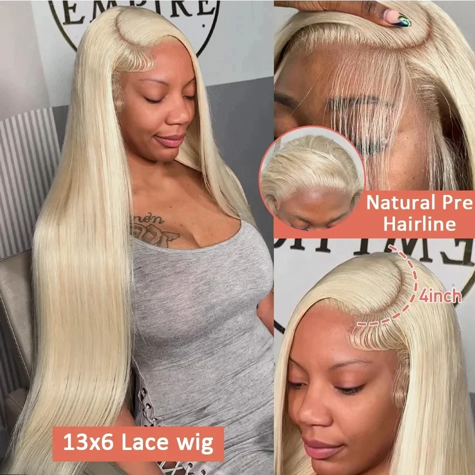 613 Lace Frontal Human Hair Wigs 13x4 Transparent Straight For Women Brazilian Honey Blonde 13X6 Lace Front Wig Preplucked