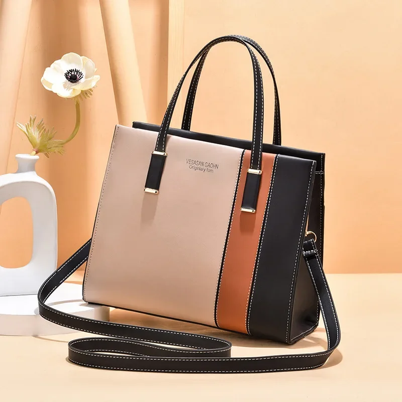 Handbag Woman Contrasting Color Handbag Large Capacity Mother Fashion Single Shoulder Crossbody Bags for Women