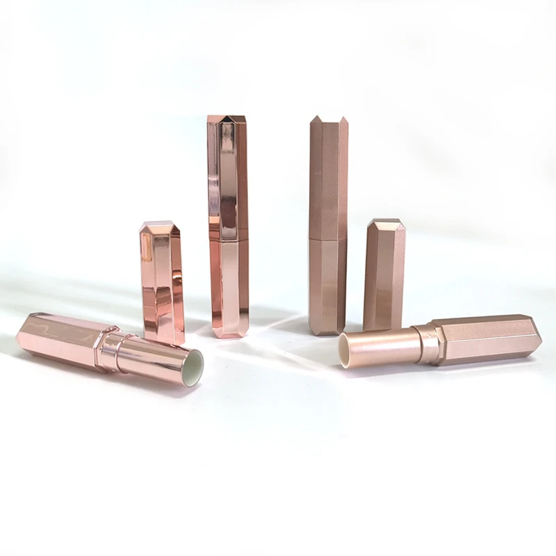 

100pcs Rose Gold Octagon Lipstick Tube Lip Balm Tubes Lip Stick Travel Beauty Lipstick Balm Containers