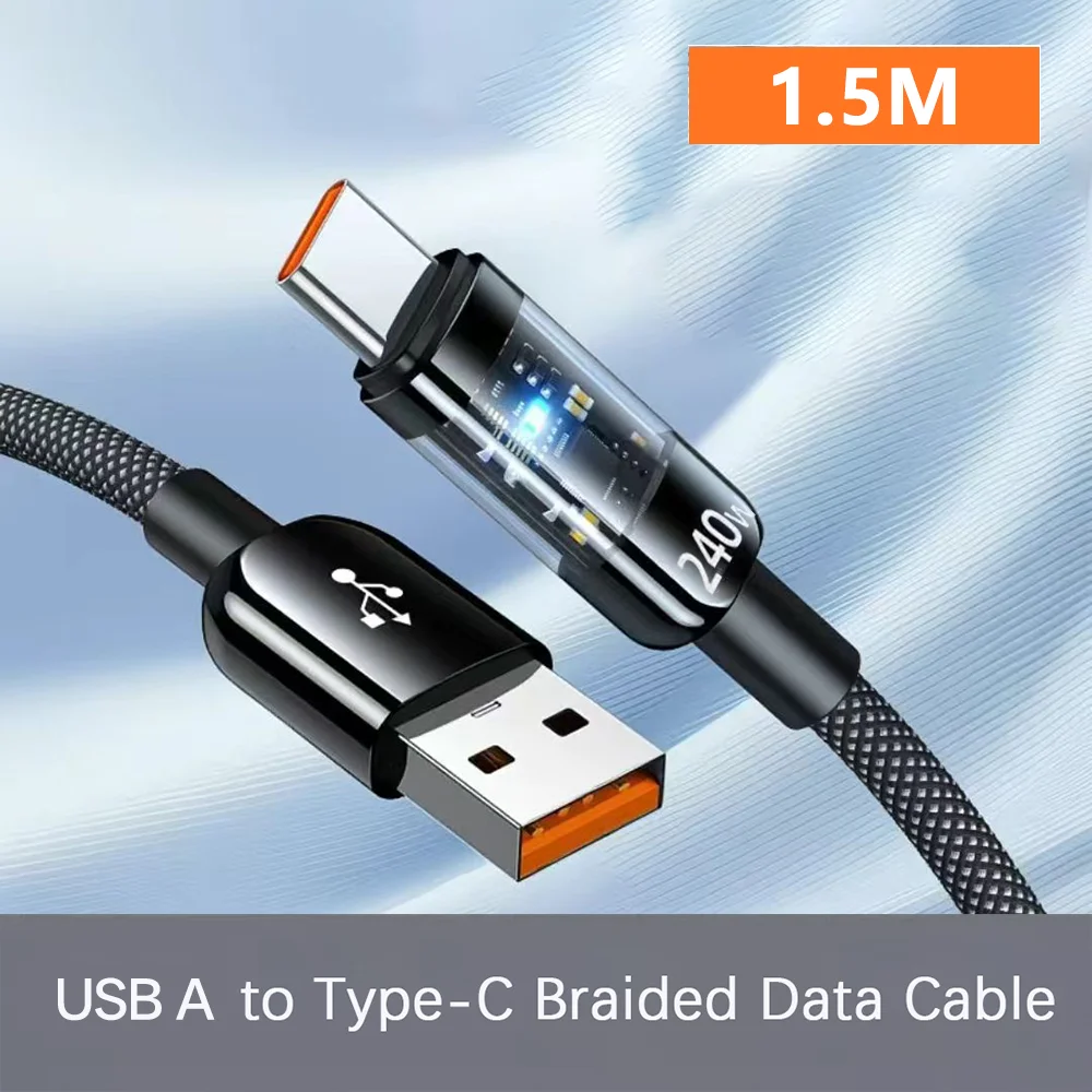 NNBILI 240W Nylon USB A naar Type C Supersnelle Oplaadkabel voor Samsung S26 Huawei USB C naar Type C voor iPhone 17 16 Oplaadkabel