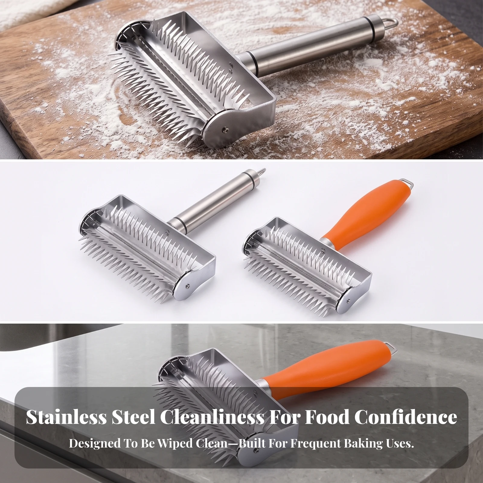 Pizza Docker Professional Pastry Perforator Utensil Pointed Tool Manual for Home Bakers